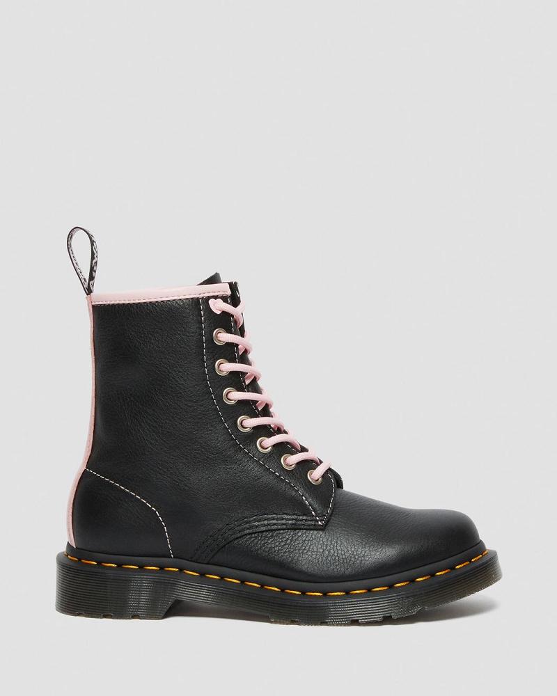 Women's Dr Martens 1460 Contrast Leather Lace Up Boots Black / Pink | AU 153HAP